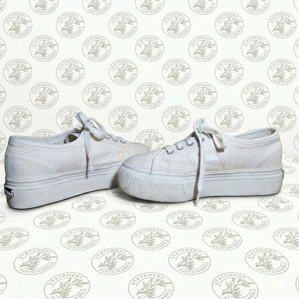 Superga 2790 Acotw White Canvas Platform Sneakers Women's Size 36 / US 6 Preppy